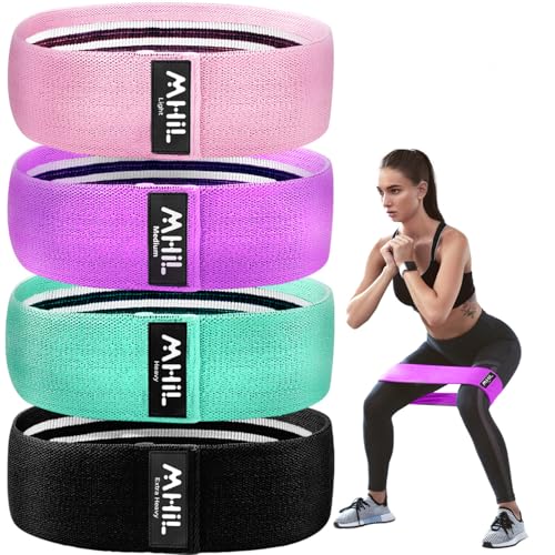 Fabric Resistance Bands for Women & Men – 4 Durable Exercise Bands for Working Out, Non-Slip & Non-Pinching Workout Bands...