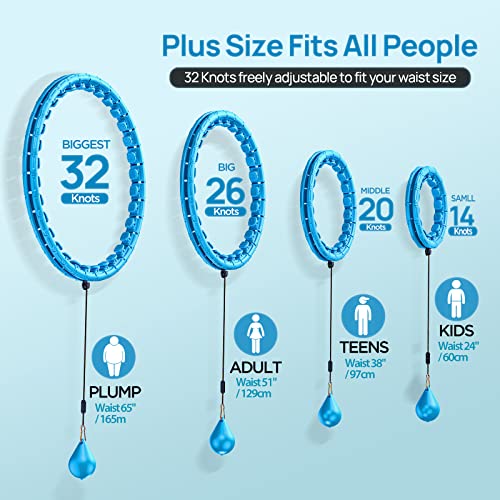 APzek Weighted Exercise Hoop Plus Size, 32 Detachable Knots for Adults & Beginners, 2 in 1 Abdomen Fitness Massage Non Fal...