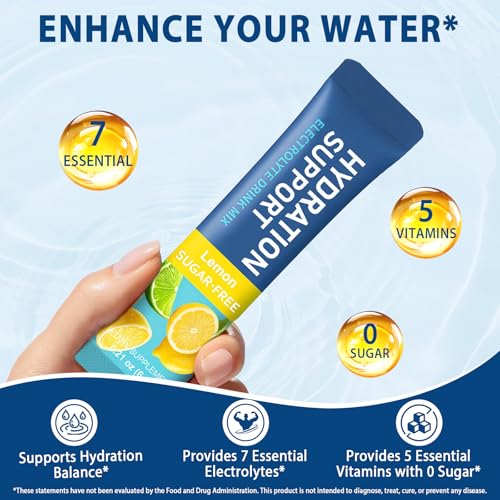 Zero Sugar Electrolyte Hydration Powder Variety Pack – Single-Serve Stick Packs for Keto & Low Carb – 6 Natural Fruit Flav...