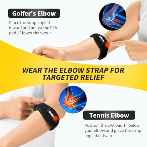 CAMBIVO 2 Pack Tennis Elbow Brace for Men & Women, Elbow Pain Relief for Tendonitis, Tennis & Golfer's Elbow, Adjustable E...