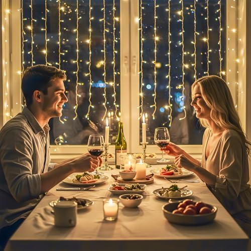 suddus Curtain Lights for Bedroom, 150 Led Hanging String Light Outdoor, Fairy Curtain Lights Indoor for Christmas, Dorm, ...