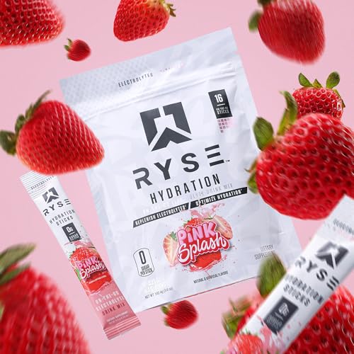 RYSE Hydration Electrolyte Powder Drink Mix Packets - Pink Splash - Sugar-Free Full Spectrum Electrolytes with Essential V...