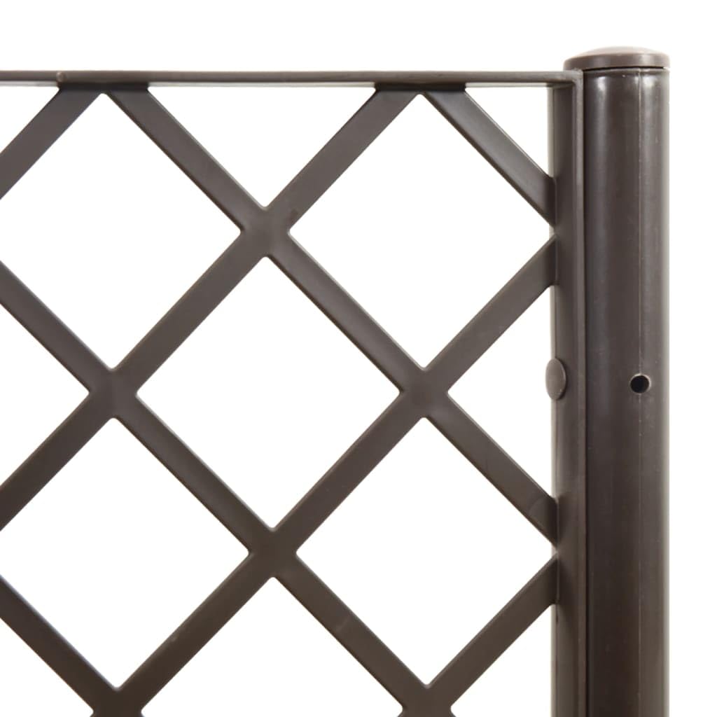 Yamxder Modular Garden Planter with Trellis 63 x 63 x 55 in Brown UV-Stable Polypropylene Raised Bed for Climbing Plants Modern Outdoor Box for Patio Balcony Terrace