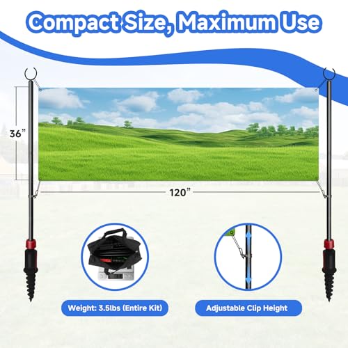 SERABETTO Adjustable Banner Pole with Stake, Outdoor Banner Stand, Portable Display Poles for Trade Shows, Events, and Out...
