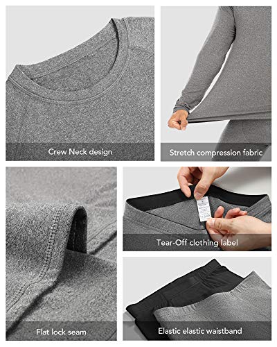 Roadbox Thermal Underwear for Men: Fleece Lined Long Johns Base Layer Ski Thermals Top and Bottom Set