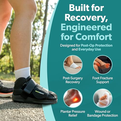 BraceAbility Closed Toe Medical Walking Shoe - Lightweight Broken Toe Cast Boot, Fractured Foot Brace for Metatarsal Stres...