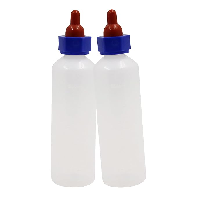 2PCS 500ml Calf Nursing Feeder Bottle with Rubber Nipple Milk Feeder Feeding Bottles,Farm Goat Calf Sheep Milk Feeder Livestock Tools (500ml 2pcs)