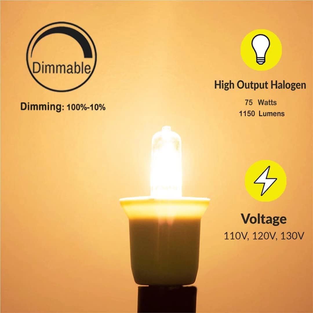 Vinaco E11 Halogen Bulb, 75W, 1150lm, Glass, Warm White, 4 Count