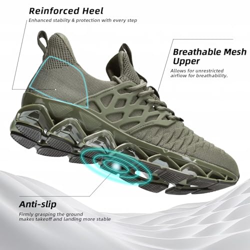 Mens Slip on Walking Shoes Running Blade Tennis Casual Fashion Sneakers Comfortable Non Slip Gym Athletic Sport Trainers