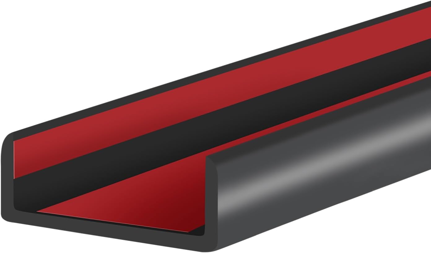Rubber Edge Trim, 1-3/4 inches Self-Adhesive U Channel Edge Protector for Woods, Flexible U Shaped Peel and Stick Edge Banding, Edge Guard, Fit 1.75"(44mm), 20Ft, Black