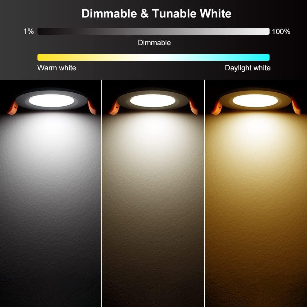 YGS-Tech Smart LED Recessed Lighting Downlight, RGB Color Changing, 3 Inch, 5W, Dimmable, 4 Pack, Aluminum, Compatible with Alexa/Google Home