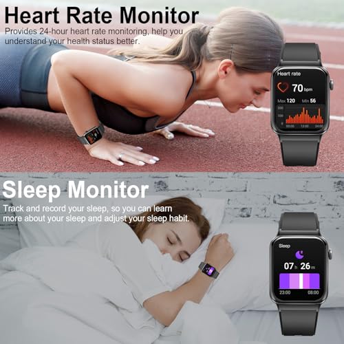 Smart Watch for Men Women, Fitness Tracker Heart Rate Monitor, 1.85" Touch HD Smartwatch for Android iOS IP68 Swimming Wat...