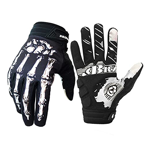 BRZSACR Skeleton Cycling Gloves Motorcycles Gloves Off-Road Vehicle MTB, Bicycle Gloves Shock Absorption Non-Slip Touch Sc...