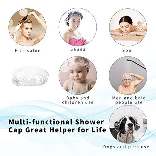 Disposable Shower Caps 100 Pcs - Multi-Purpose Thickening Elastic Bath Cap Plastic Waterproof Clear Shower Caps Bath Showe...