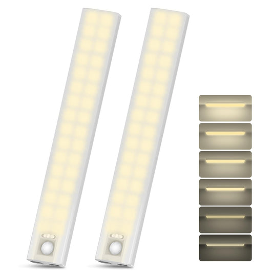 10  Under Cabinet Lighting  68Leds Motion Sensor Light Indoor  Rechargeable Battery Magnetic Closet Light  Wireless Under Counter Lights For Kitchen  Stairs  2-Pack Warm Light