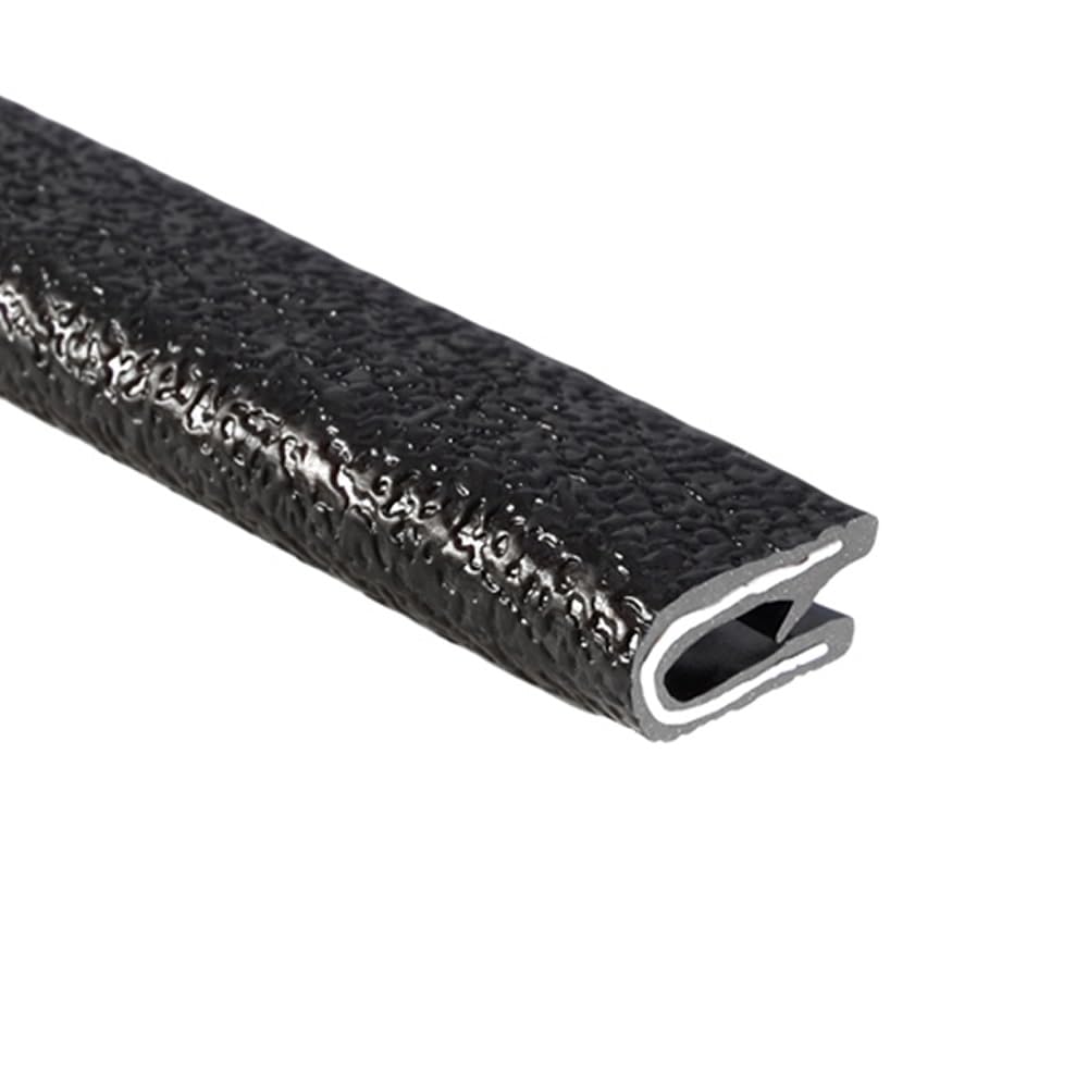 TRIM-LOK Edge Trim - Fits 5/32" Edge, 9/16” Leg Length, 250’ Length - Single Gripping Finger - Black, Pebble Texture - Flexible PVC Edge Protector