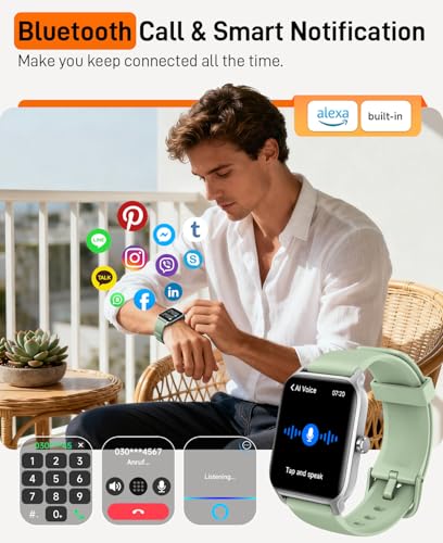 Smart Watches for Women Men, 2026 Smartwatch 1.85''Alexa Fitness Tracker Smart Watch Compatible for Android iPhone with Bl...