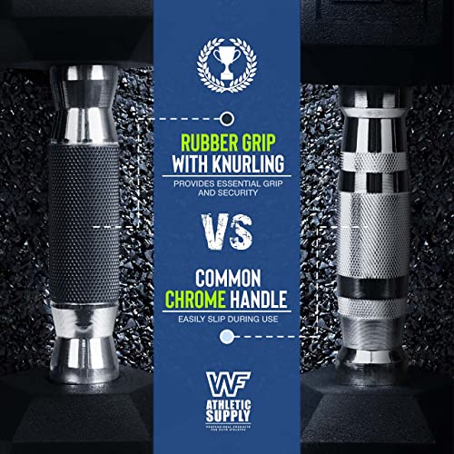 WF Athletic Supply Rubber Encased Hex Dumbbells with Rubber Grip Contoured Handle for Muscle Toning, Strength Building & F...