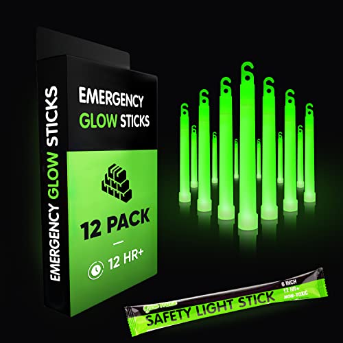 Emergency Glow Sticks with 12 Hours Duration, Individually Wrapped Industrial Grade Glowsticks for Survival Gear, Camping ...