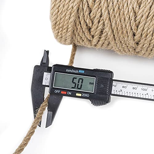 100 Feet 5mm Jute Twine, Heavy Duty Jute Rope, Natural Hemp Rope for DIY Arts Crafts, Gardening, Bundling，Home Decorating,...