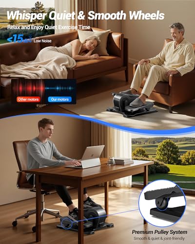 Under Desk Elliptical Machine, Electric Seated Pedal Exerciser, Min Leg Exerciser with Remoter, 12 Level Speeds, Forward &...