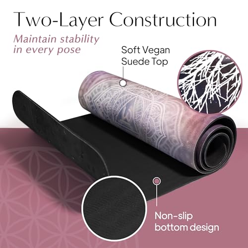 𝑯𝑰𝑮𝑯𝑻𝑶𝑷 Yoga Mat with Strap - Tree of Life/Root Chakra Design Premium Non Slip 6mm Thick for Women Men 72"x24" Yog...