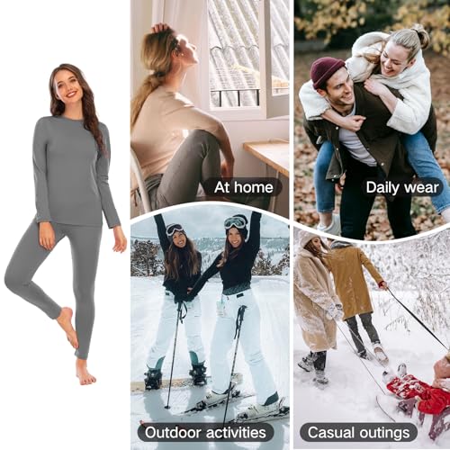 American Trends Womens Thermal Underwear Set - Long Johns for Base Layer Women with Fleece Lined for Winter-Warm Loungewear