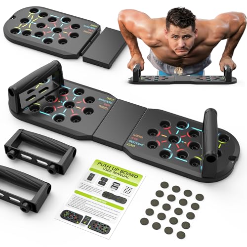 JLoibao Push Up Board Fitness, Workout Home Gym Equipment, 20 in 1 Exercise Pushup Bar Handles for Floor, Strength Trainin...