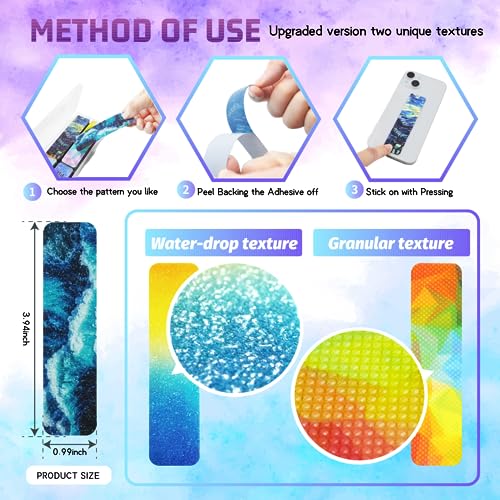 48 Pieces Unique Sensory Stickers for Anxiety Relief Items - Sensory Strips with Storage Box - 2 Textured Surface Fidget S...