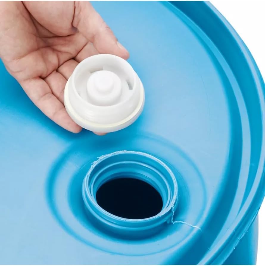 30 Gallon Blue Water Barrel | Solid Mold |2 Inch Bung Holes, Good for Long Term Drinking Water Use | BPA Free. Made in USA