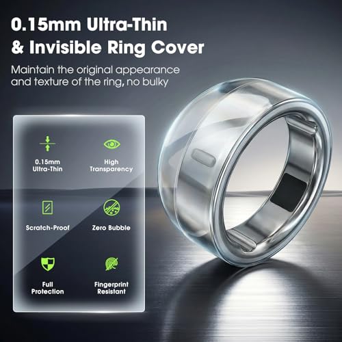 sylacor Ultra-Thin Clear Cover for Oura Ring Gen 4/4 Ceramic/Gen 3, Invisible Anti-Scratch Protective Film, Slim Smart Rin...