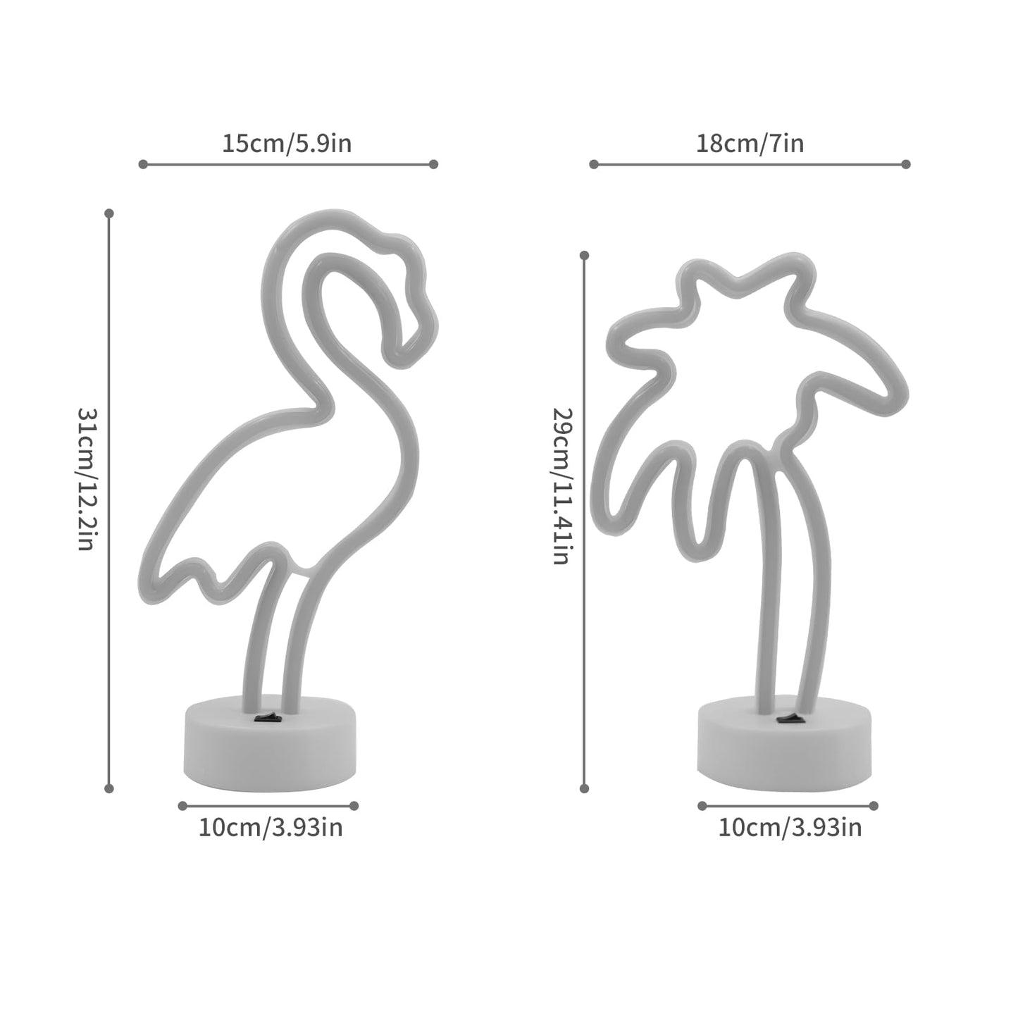 Ursamajor 2 Pack Neon Signs  Pink Flamingo & Neon Palm Tree  Usb/Battery Powered  Energy Efficient  Decor Lights For Girls Bedroom  Party  Dining Tables  Office Desk  Valentine Gifts