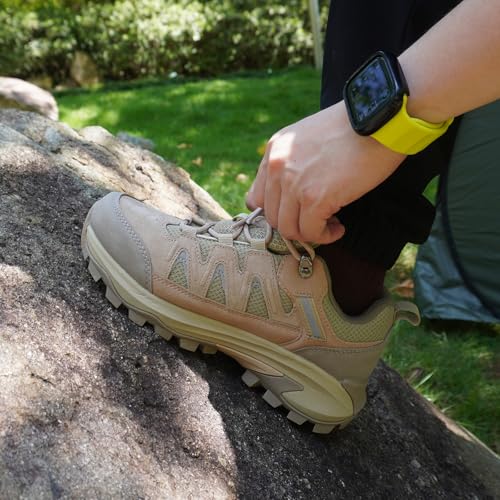 Queday Waterproof Hiking Shoes for Women Men Non Slip Leather Outdoor Backpacking Shoes All Terrain Lug Sole Camping Climb...