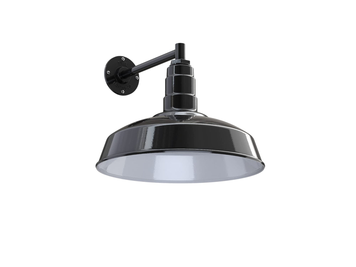 Steel Lighting Co. Gardena Barn Light - 16 Dome, 11 Straight Arm, Outdoor Wall Mounted, Black Steel, Made In America