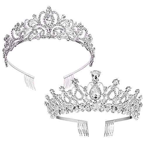 ZOCONE Birthday Tiara Crown for Women Girls, 2 Pack Crystal Princess Tiara for Women, Bridal Crowns for Wedding Party, Hai...