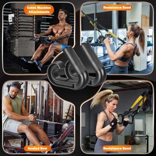 ONZILLO Neutral Grip Pull Up Handles, Ergonomic Non-Slip Hooks for Barbell Row Deadlift Resistant Bands Cable Machine, Lig...
