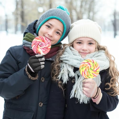 Kids Winter Snow Ski Gloves for Boys Girls Children Snowboard Waterproof Thermal Fleece Gloves for Cold Weather
