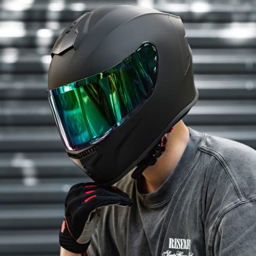 AUBOA Full Face Motorcycle Helmets for Adults Men and Women DOT Street Bike Racing Helmet with Tinted Visor Model MD-813