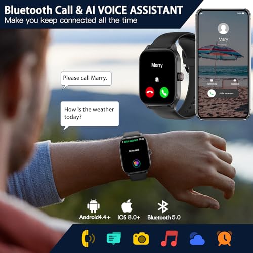 Smart Watch for Women Men with Text and Call, 2025 New AI Smartwatches with Heart Rate/SpO2/Sleep/Stress Monitor, 100+ Spo...
