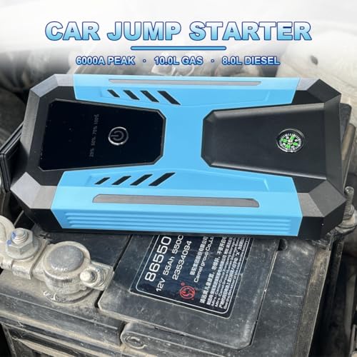 Gehopow 12v Jump Starter for 10.0L Gas/8.0L Diesel, 6000A Peak Car Battery Jumper Starter Portable, IP66 Waterproof Jump B...