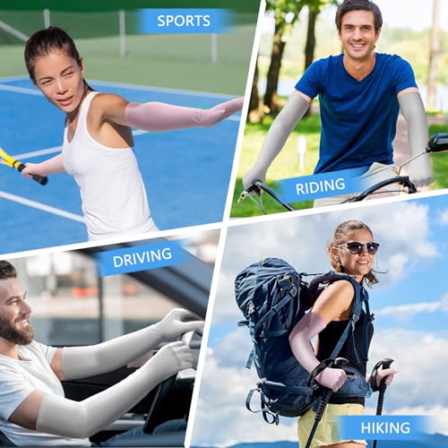 Jecery 2 Pairs UV Long Sun Gloves Women's Sunblock Driving Gloves Non Slip Full Finger Arm Sun Protective for Outdoor Sports