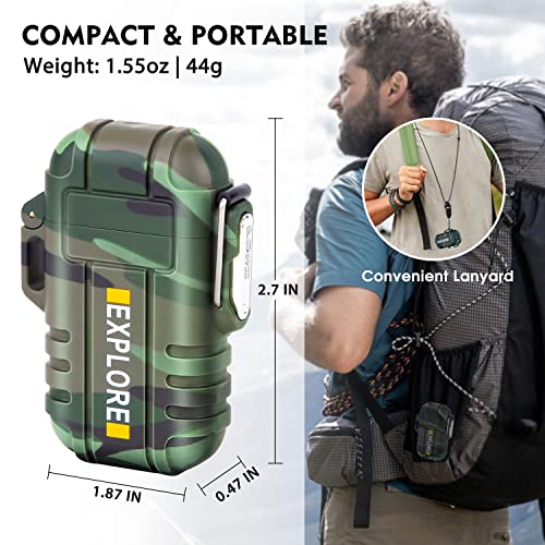 LcFun Waterproof Electric Dual Arc Lighter USB Rechargeable Outdoor Windproof Flameless Plasma Lighters for Camping, Hikin...