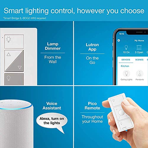 Lutron Caseta Smart Plug-In Lamp Dimmer Switch Kit with Pico Remote, Smart Dimmer for LED Lights, Table and Floor Lamps, 1...