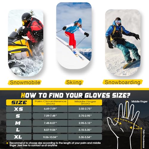 MORXPLOR Winter Ski Snow Gloves Men Women,Windproof Touchscreen Snowboard 3M Thinsulate Insulated Warm Winter Snowmobile G...