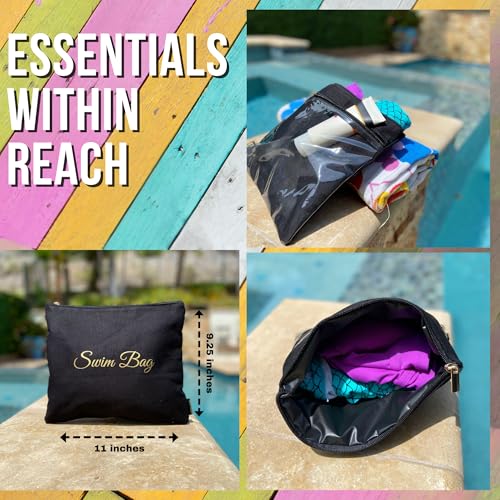 Travel Fanatics Swim Bag - Reusable Dry Wet Bag with Waterproof Lining, 11"x9.25" Beach & Pool Pouch, Wet Dry Bag for Gym,...