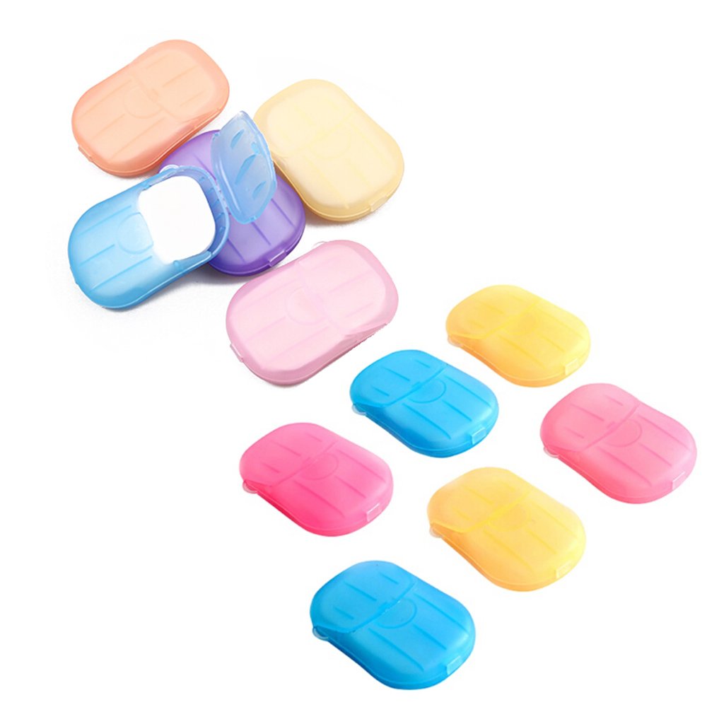 TXIN 200 Sheets (10 Boxes) Disposable Hand Washing Cleaning Paper Soap Flakes Mini Bath Slice Sheets Scented Foaming Paper Soap