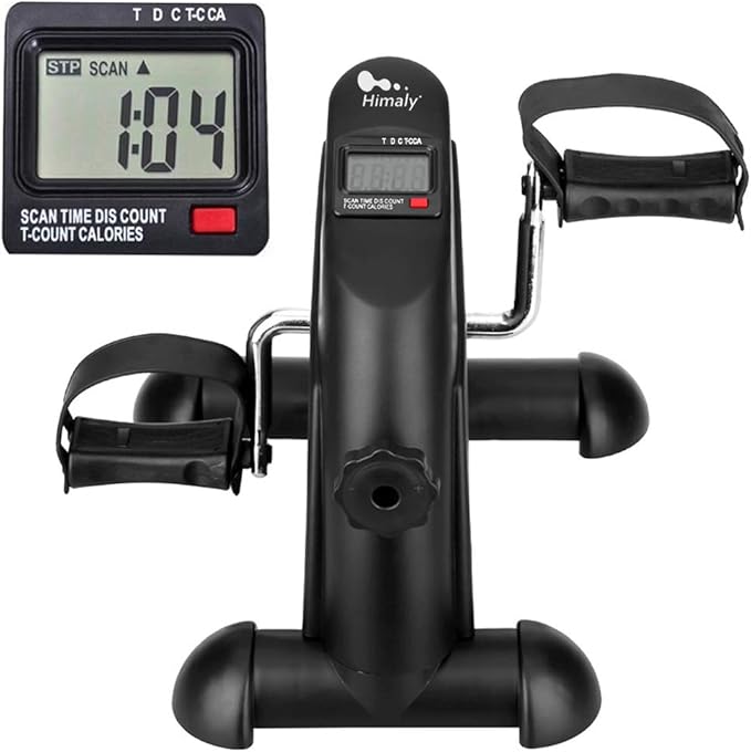 Mini Exercise Bike, himaly Under Desk Bike Pedal Exerciser Portable Foot Cycle Arm & Leg Peddler Machine with LCD Screen D...