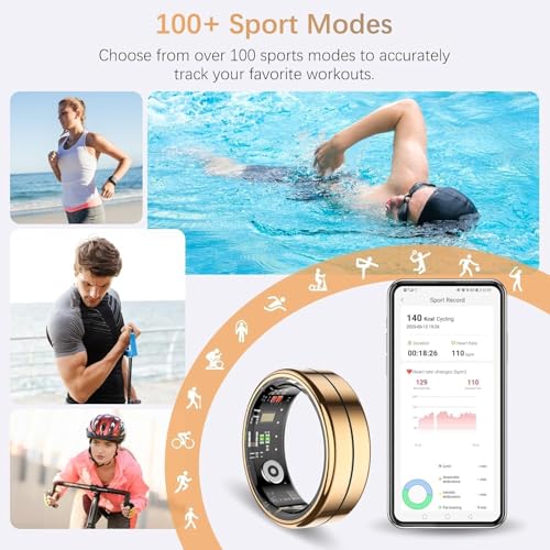 Fit Ring for Women Men, Ring Health Tracker with Heart Rate,Blood Oxygen,Heart Rate Variability, Stress, Sleep Monitor, St...