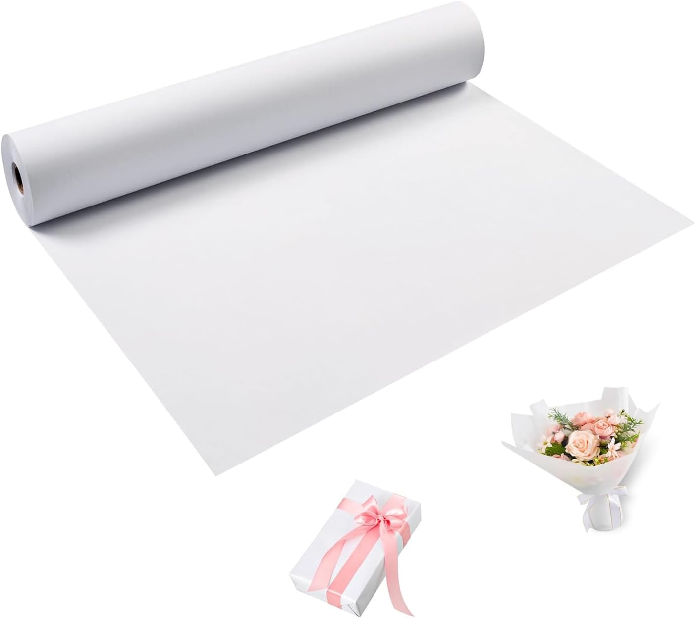 White Wrapping Paper Roll 30"x 2400" Craft Paper Roll for Drawing Painting Art Supplies, White Paper for Easel Poster Bulletin Board, Kraft Paper Roll for Packing Moving, Gift Wrapping