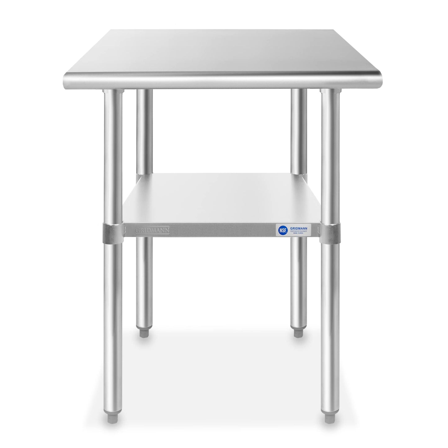 GRIDMANN Stainless Steel Work Table 30 x 24 Inches, NSF Commercial Kitchen Prep Table with Under Shelf for Restaurant and Home